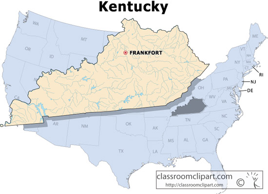 Kentucky   Kentucky State Map   Classroom Clipart