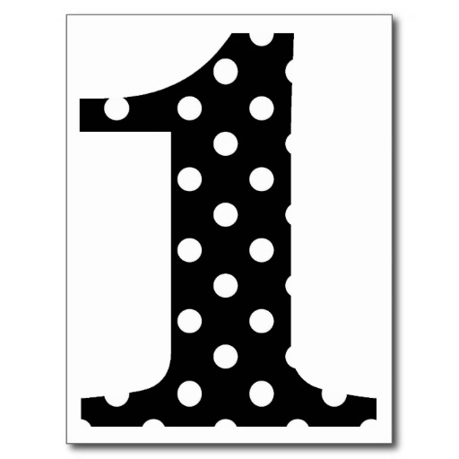 Number One Black And White Polka Dot Black And White One Postcards