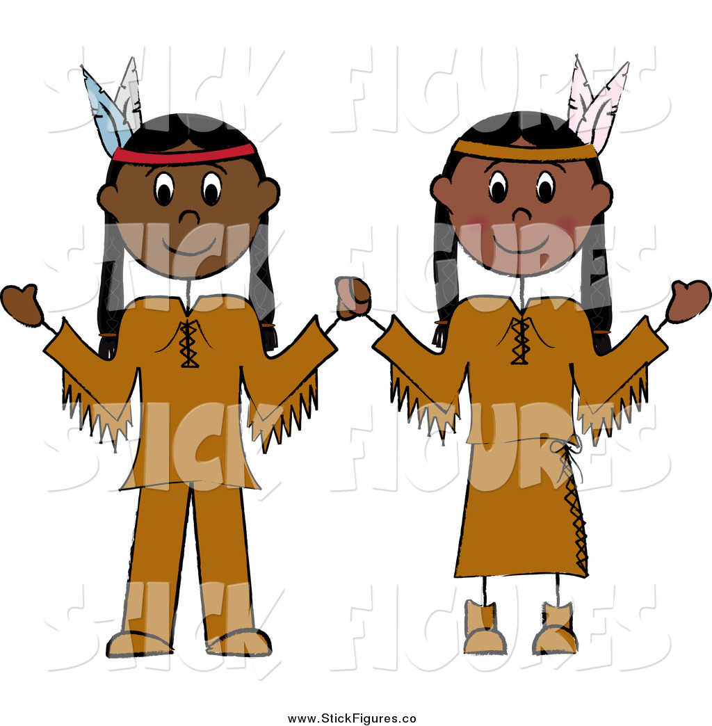 Of A Native American Thanksgiving Stick Couple By Pams Clipart