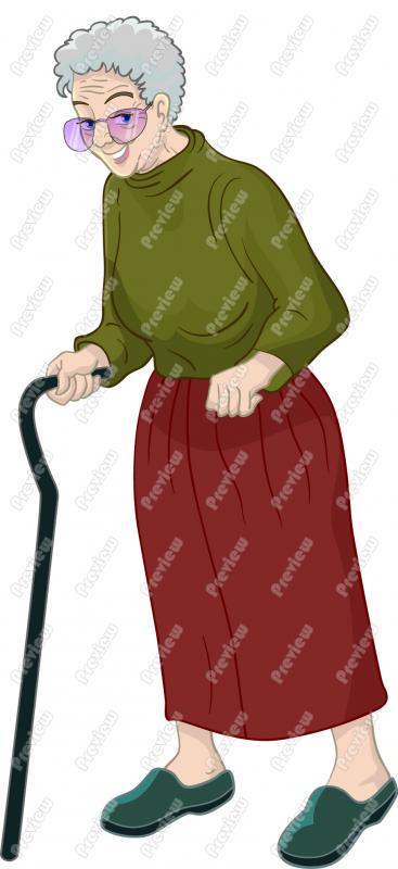 Old Woman With Cane Clip Art   Old Woman Cartoon
