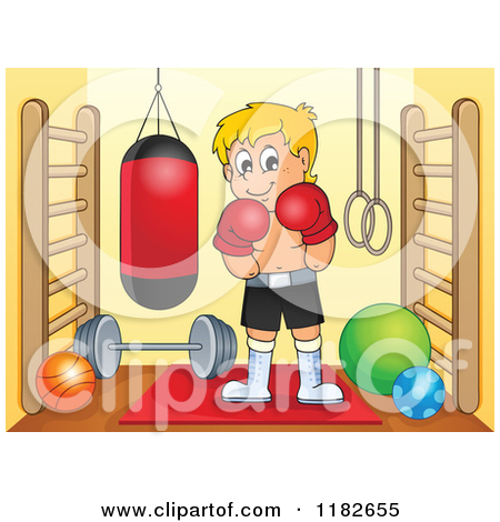 Punching Bag In A Gym Room   Royalty Free Vector Clipart By Visekart