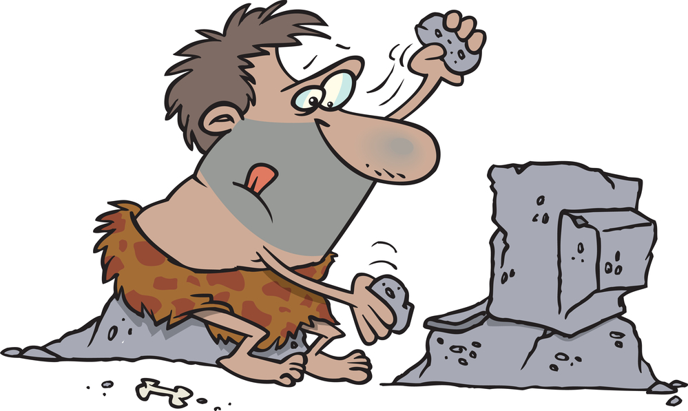 Royalty Free  Rf  Clip Art Illustration Of A Caveman Using Stone