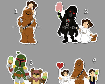    Stickers Darth Vader Princess Leia Han Solo Chewbacca Boba Fett Wicket