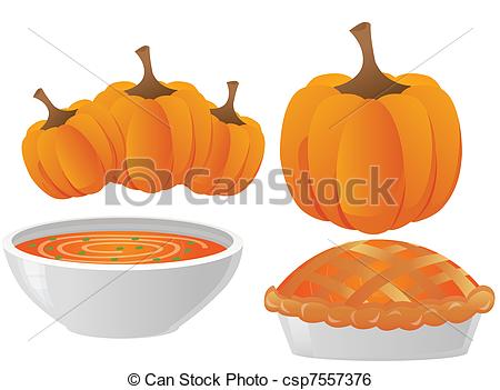 Thanksgiving Dinner   Pumpkin Pie And Soup Csp7557376   Search Clipart