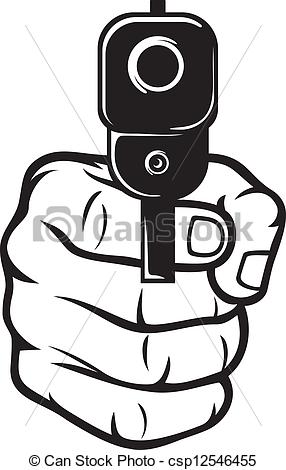 Vector   Hand With Gun  Pistol  Gun Pointed   Stock Illustration