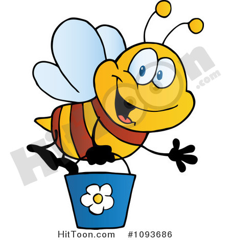 Clipart Bee Waving And Flying With A Bucket   Royalty Free Vector
