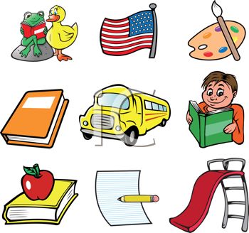 Collection Of School Related Icons   Royalty Free Clipart Image