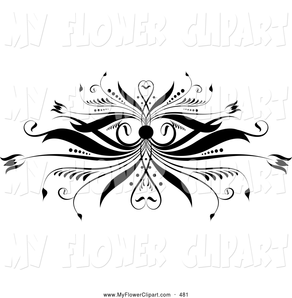 Decorative Black Pattern Flourish Of Flowers And Curls By Kj Pargeter