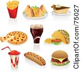 Digital Collage Of Fast Foods Fries Club Sandwich Pie Pizza     By    