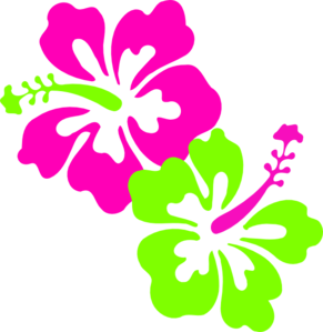 Hibiscus Pink Lime Green Clip Art At Clker Com   Vector Clip Art