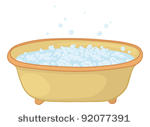 Old Bathtub With Blue Bubbles Of Soap Suds  Vector