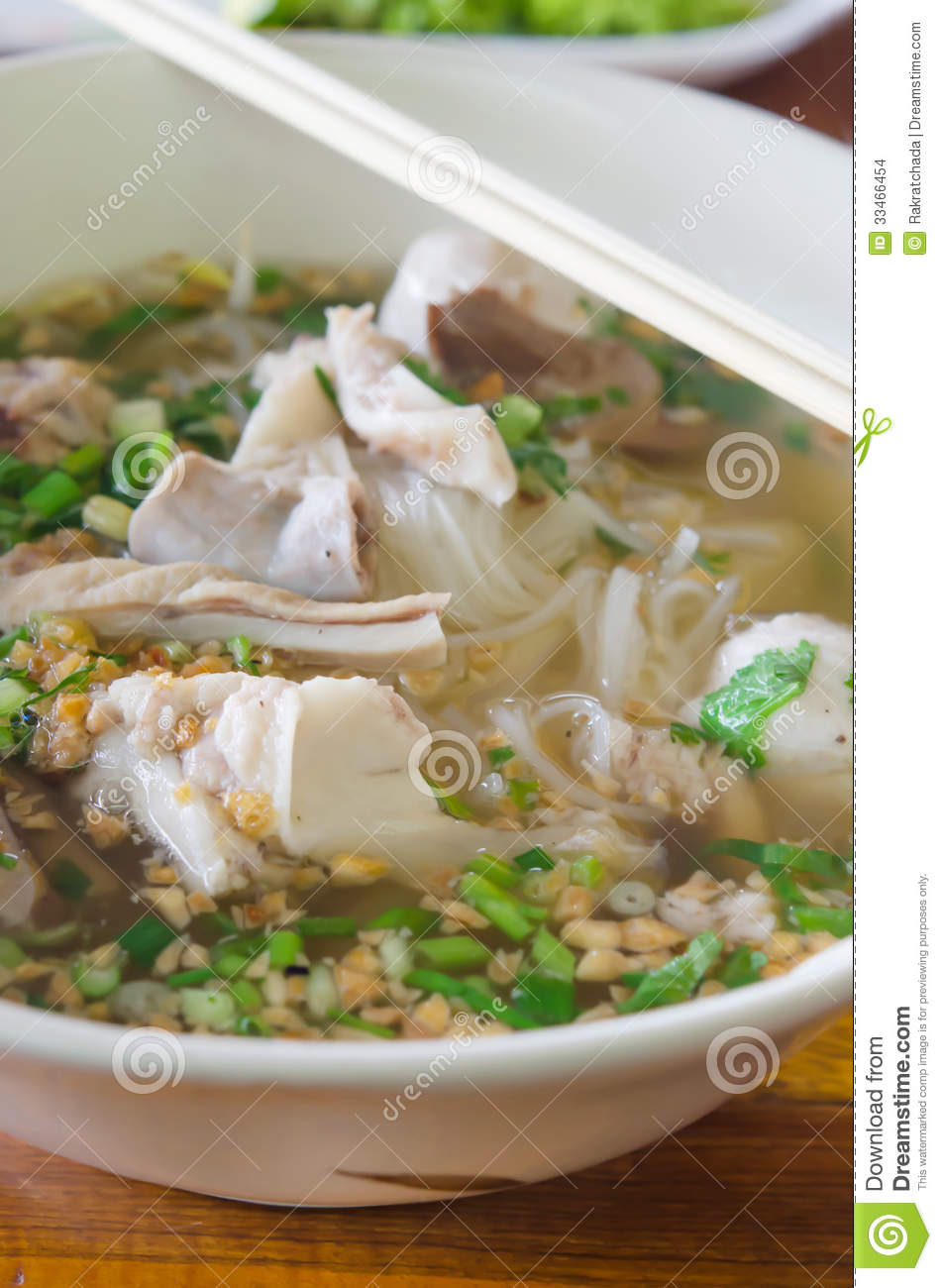 Pho Bo  Vietnamese Food  Rice Noodle Soup With Meat And Vegetable In