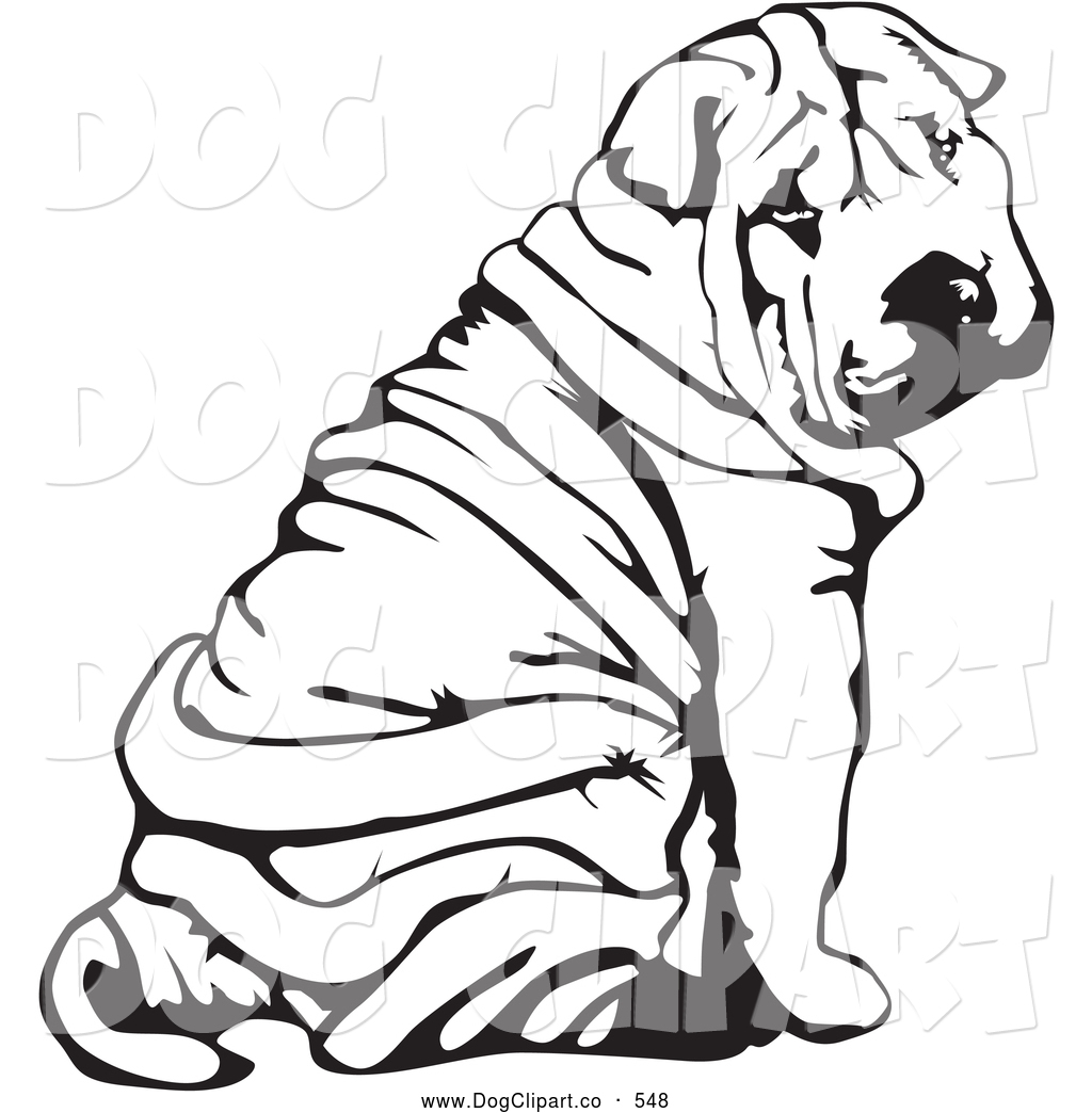 Vector Clip Art Of A Cute Wrinkled Chinese Shar Pei Dog Sitting And