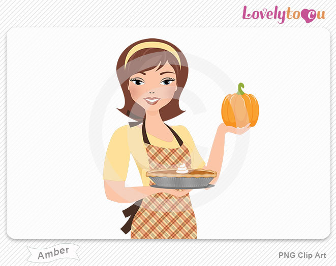 Woman Baking Pumpkin Pie Digital Png Clipart Amber By Lovelytocu