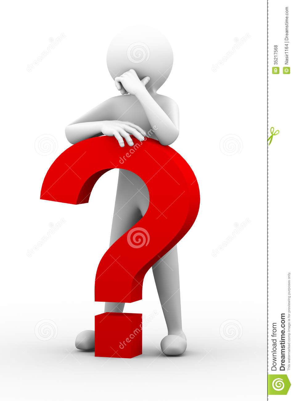 3d Confused Person With Question Mark Illustration Royalty Free Stock