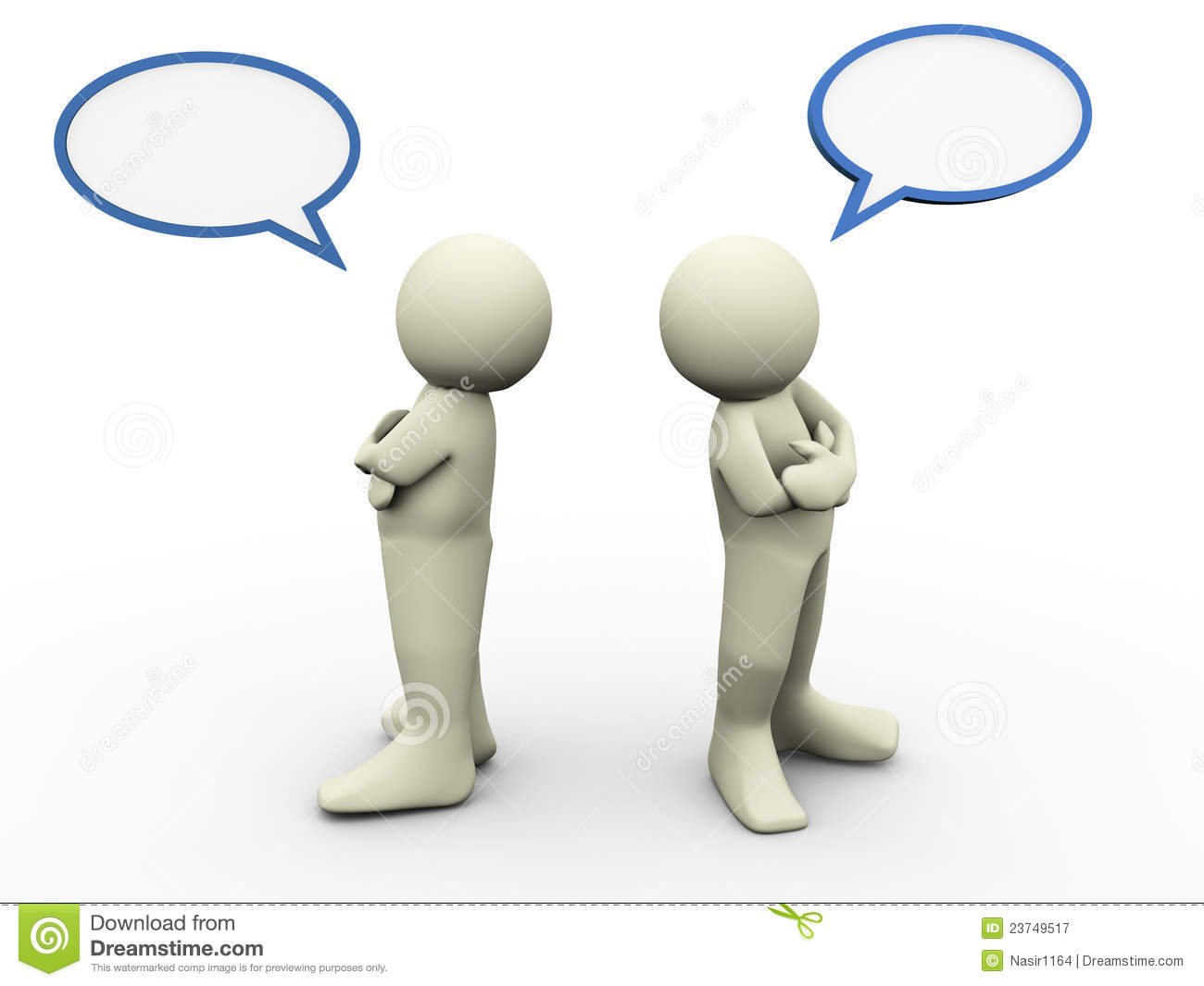 3d Render Of Disagree Two Person With Bubble Speech 