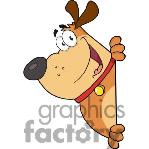 5246 Fat Dog Looking Around A Blank Sign Royalty Free Rf Clipart Image