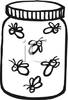 Black And White Fireflies In A Jar Royalty Free Clipart Picture