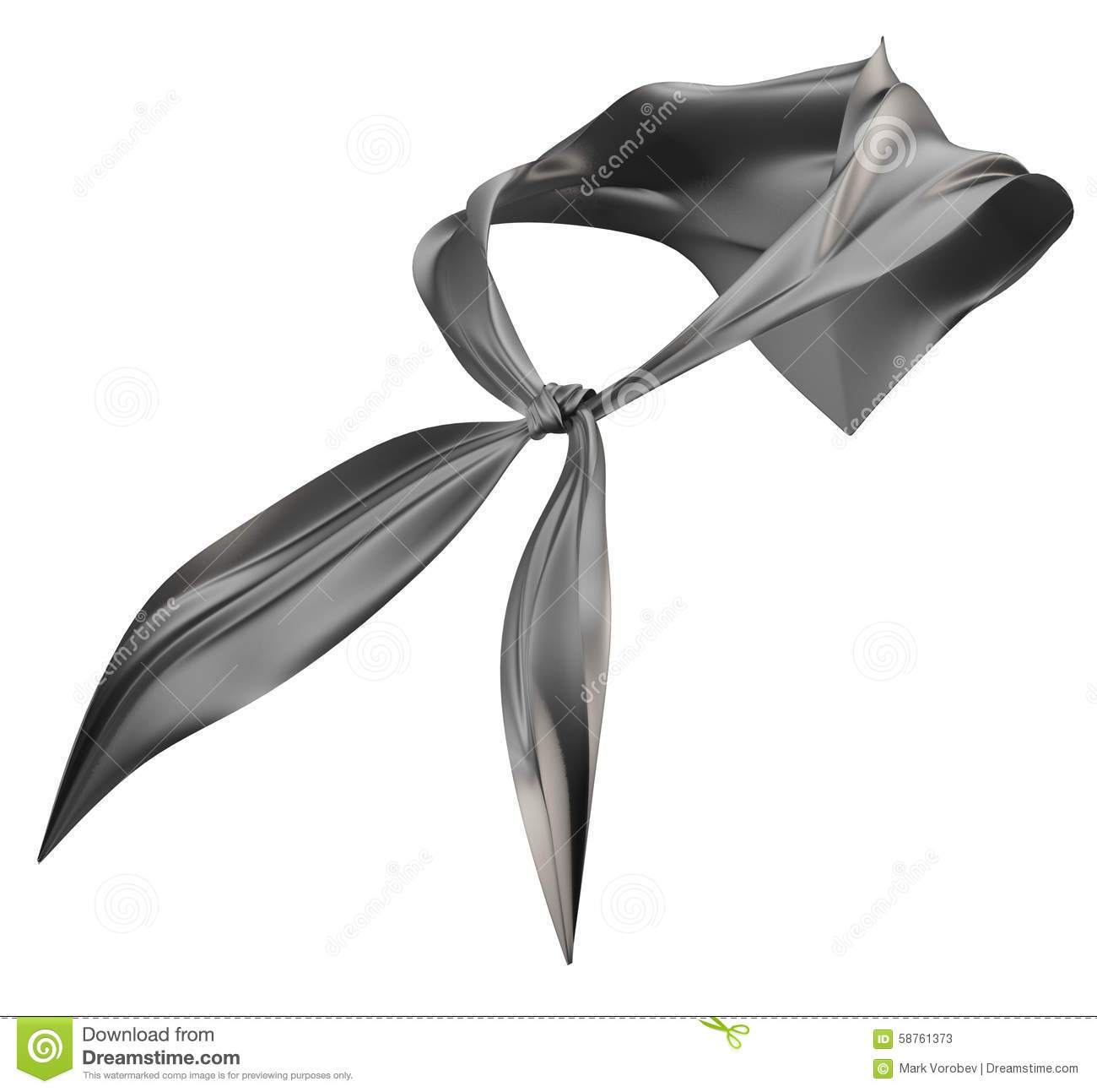 Black Scarf Tie On White Background  3d Rendering