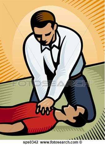 Clip Art Of A Man Performing Cpr On A Victim Sps0342   Search Clipart