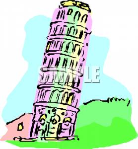 Colorful Leaning Tower Of Pisa   Royalty Free Clipart Image