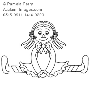 Description  Black And White Clip Art Illustration Of A Rag Doll