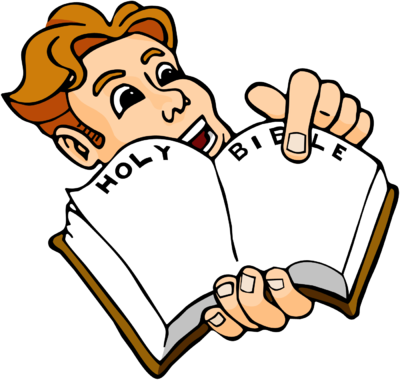 Excited Man Pointing To Page In Bible   Bible Clip Art   Christart Com
