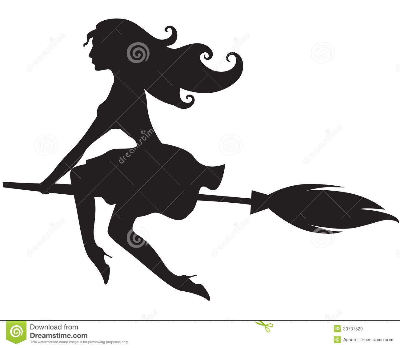 Glamour Witch On A Broomstick Royalty Free Stock Images   Image