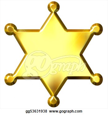 Golden Sheriff  S Badge Isolated In White  Clipart Drawing Gg53631938