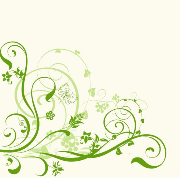 Green Swirls With Ornament Background   Download Free Vector Graphic