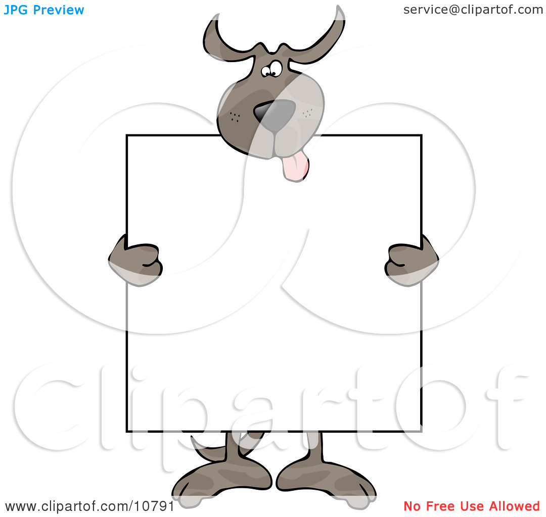 Happy Dog Holding A Blank Sign Clipart By Dennis Cox  10791