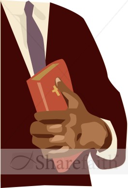 Man Holding Bible To His Chest   Clergy Clipart