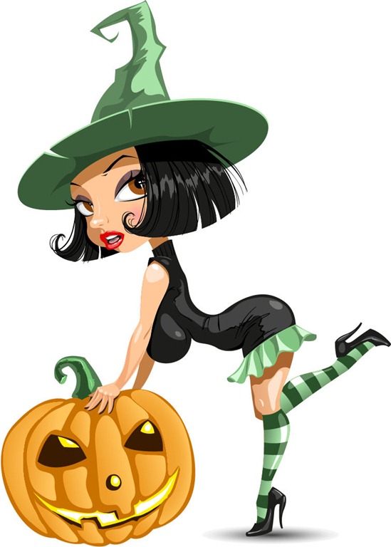 Pretty Witch With Halloween Vector Illustration   Free Vector Graphics