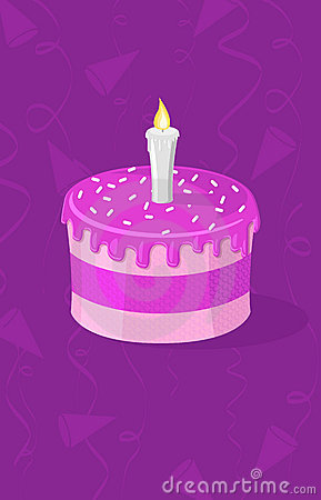 Purple Birthday Cake Vector Illustration Of Clipart