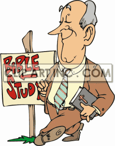 Royalty Free Cartoon Man Walking To Bible Study Clipart Image Picture