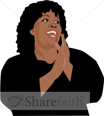 Singing Woman With Beautiful Face   Church Choir Clipart