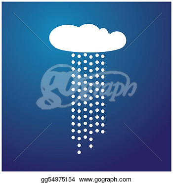 Stock Illustration   White Cloud With Rain And Blue Background Vector