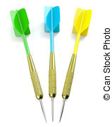 Three Darts Arrows Red Blue And Yellow Isolated On White   
