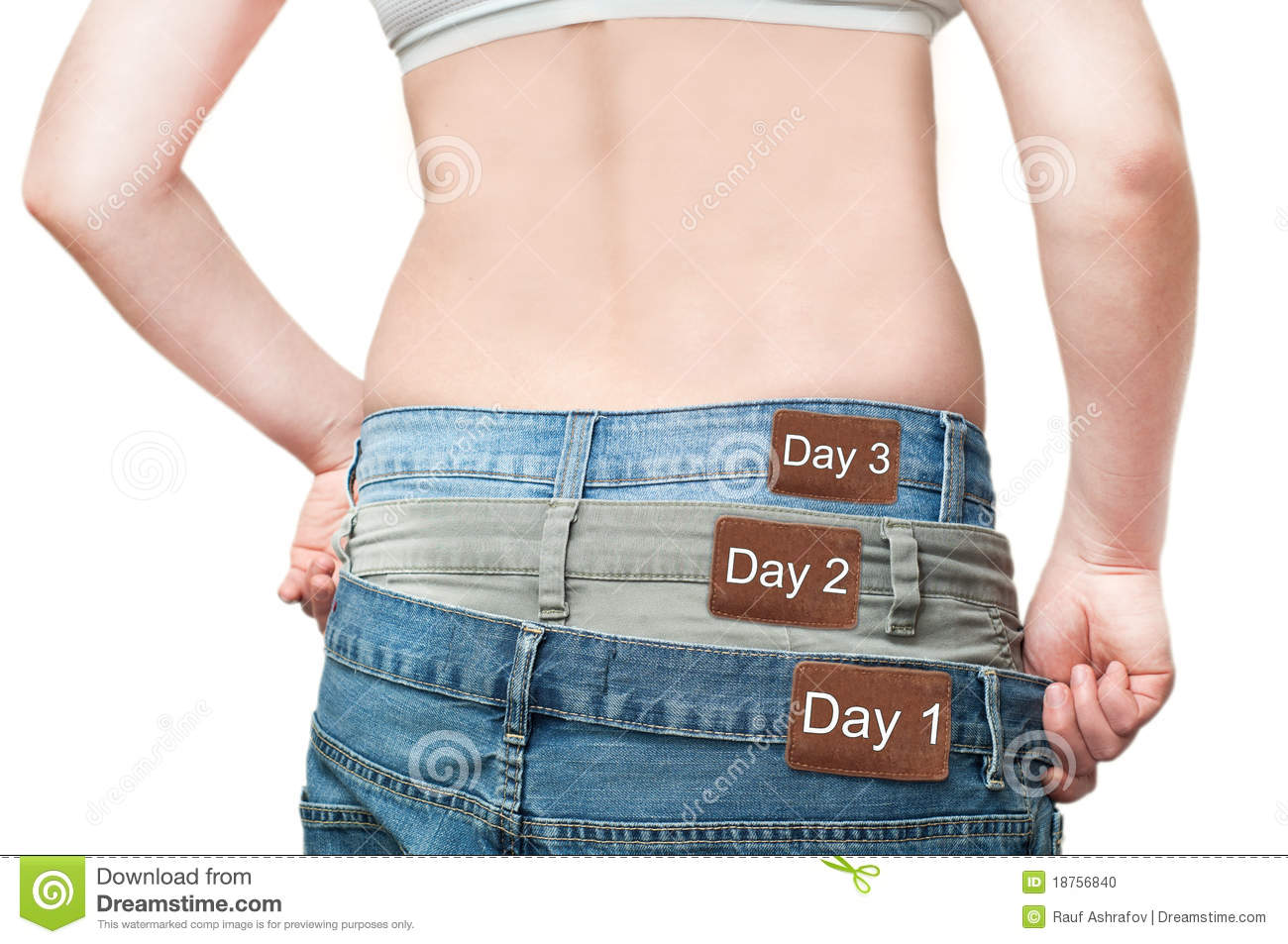 Yuong Woman Monitoring Weight Loss Stock Photo   Image  18756840