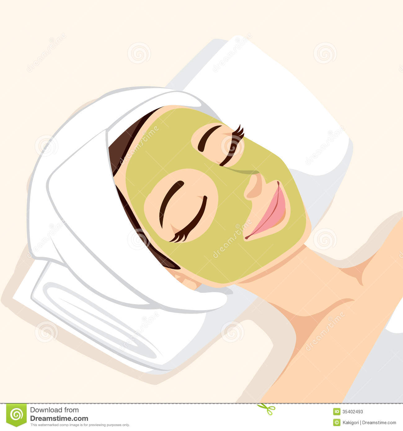 Acne Treatment With Natural Facial Green Mask To Clean Face Skin