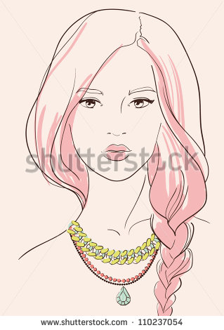 Beautiful Woman Wearing Jewelry Necklace Vector Illustration Eps 10