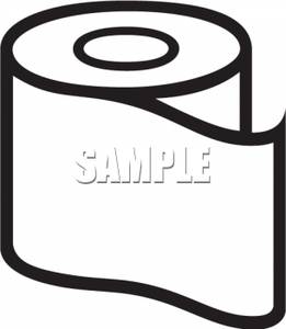 Black And White Roll Of Toilet Paper   Royalty Free Clipart Picture