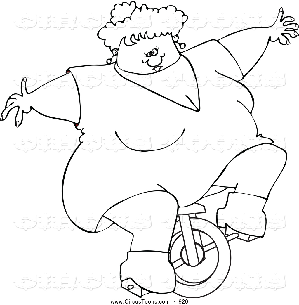Circus Clipart Of A Coloring Page Outlined Circus Freak Fat Lady