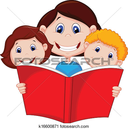 Clipart   Cartoon Mother Reading Book To Her   Fotosearch   Search