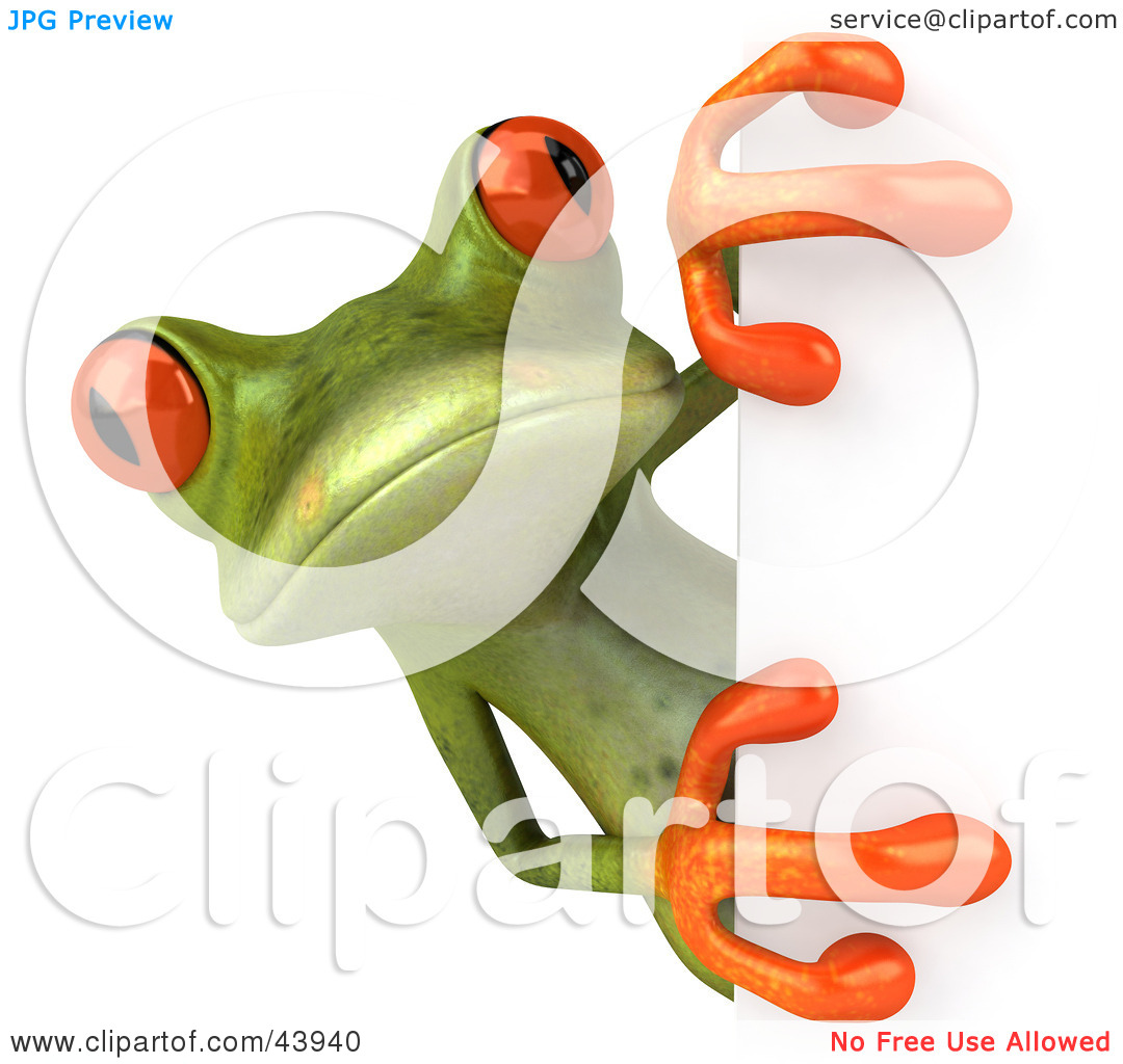 Clipart Illustration Of A Cute 3d Green Tree Frog Looking Around A