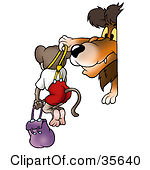 Clipart Illustration Of A Mean Lion Bullying A Monkey Holding Him Up