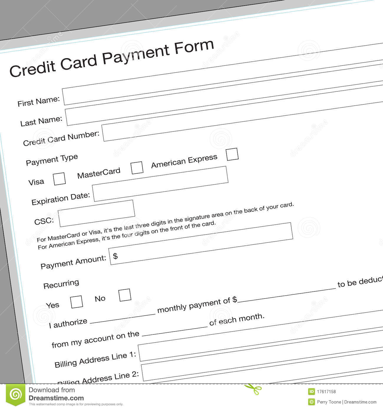 Credit Card Application Form Royalty Free Stock Photos   Image    