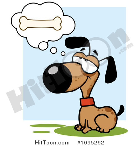 Dog Clipart  1095292  Brown Doggy Sitting And Daydreaming Of Bones By    