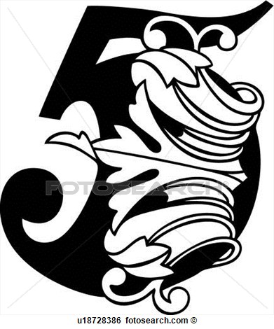 Fancy Number Hand Lettered Ornate View Large Clip Art Graphic