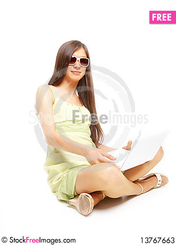 Free Beautiful Young Girl Sitting Cross Legs Stock Photos   13767663